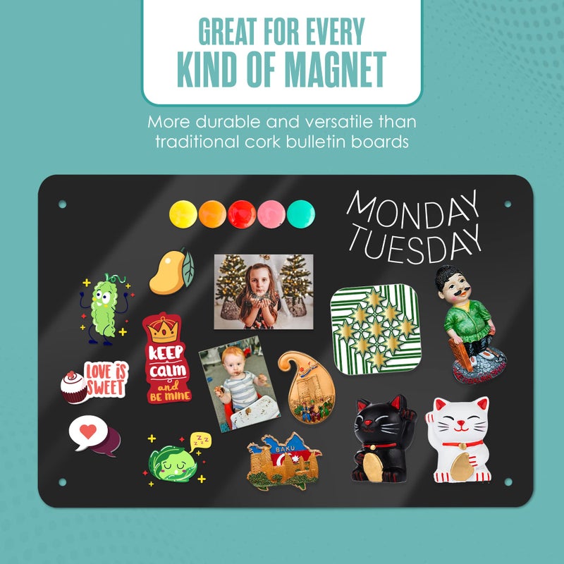 Houseables لوحة مغناطيسية من هاوسابلز، لوحة مغناطيسية للجدار، صفائح معدنية للمغناطيس، للأطفال، لوحة إعلانات، معلقة، ملاحظات، لوحة، تذكار، لوحة عرض كبيرة، صورة، قابلة للمسح الجاف، فصل دراسي، زخرفية، سوداء، 18x12 إنش - Image 3